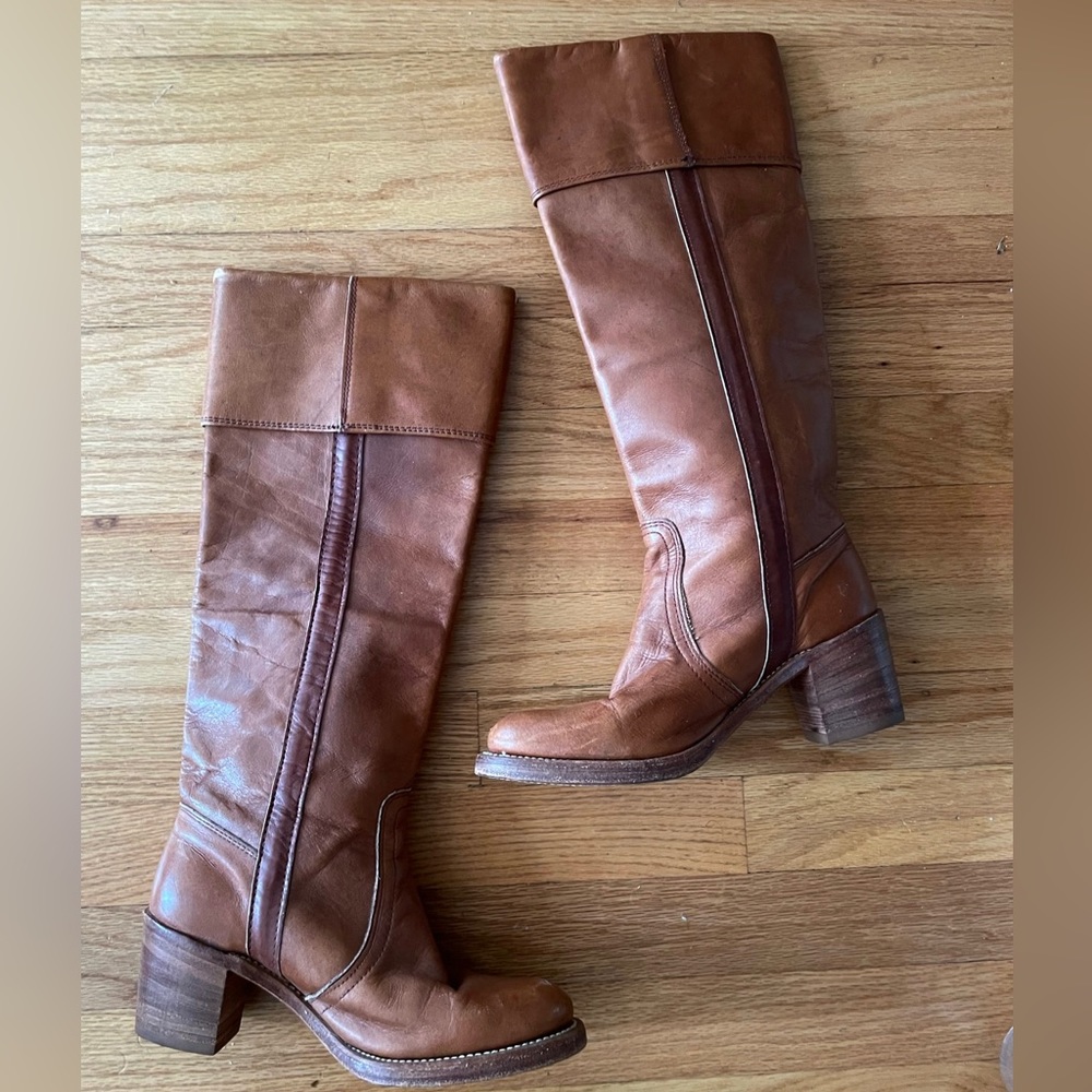 FRYE Knee High Brown Leather Boots